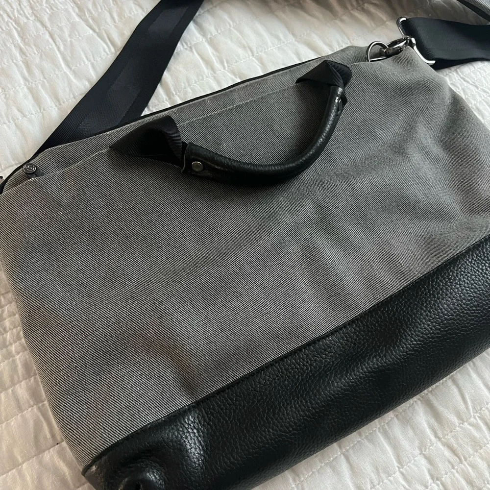Booq Black Leather and Gray Laptop Messenger Bag